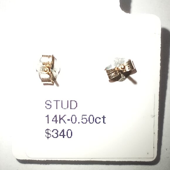 LAST ONE -- HOLIDAY SPECIAL! 14Kt Yellow Gold Half-Carat Diamond Stud Earrings - Picture 4 of 4